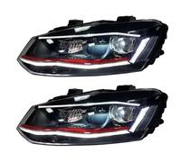 BaoHYeS Car Front Lights Compatible with VW Polo Headlights 2011 2012-2018 Turn Signal Beam Light Assembly Accessories(Red Headlights)