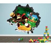 BAOJIAN Wall Sticker Donkey Kong Bros Smashing Wall Decal 3D Sticker Decoration Vinyl