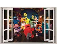 BAOJIAN Wall Sticker Sesame Street 3D Window Decal Wall Sticker Decor Art Mural