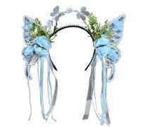 baojielai Butterfly Designs Sheer Headband With Flowers and Tassels For Romantics Occasion Roleplay Game Accessories Hairhoop