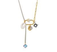 baojielai Modern Moon & Star Pearls Necklace Ti Steel Adjustable Collarbone Chain Versatile Fashion Jewelry For Her Unique Spliced Pendant Neckchain