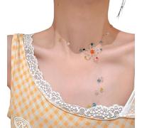 baojielai Vibrant Flower Beaded Necklace Clavicle Chain for Coastal Vacation Outfits and Stylish Beach Jewellery