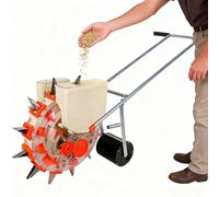 BAOJUHUIKANG 10 teeth, 6/7/8/10 Nozzle Hand Push Seed Drill - Manual Seeder with Hopper for Precise Sowing of Grains, Vegetables & Legumes