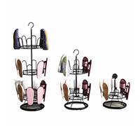 BAOJUHUIKANG 1st floor,3 Tier Revolving Shoe Tree Shoe Hanger Multipurpose with Base Iron Rotating Shoe Rack Shoe Tree for Balcony Laundry Room Dorm(Black)