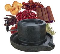 BAOJUHUIKANG 20 * 30cm,Original Tofu Soybean Milk Sesame Bean Granite Mill,Natural Rural Style Hand Operated Food Mill, Manual Grain Wheat Powder Stone Mill, (Stainless Steel Handle)