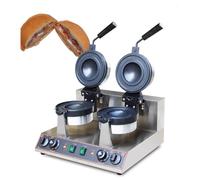 BAOJUHUIKANG 220V Double Head Rotary Ice Cream Burger Machine,2600W Electric Burger Machine Press 180° Rotary Heating for Home Kitchens, Breakfast Shops, Mobile Vendors