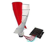 BAOJUHUIKANG 24V,16000W Vertical Axis Wind Turbine Hybrid Wind Solar System with Controller,12V 24V 48V for Garden & Home(Red)
