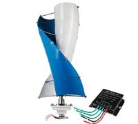 BAOJUHUIKANG 48V, Vertical Spiral Wind Turbine Wind Turbine 2 Blades 16000W12V 24V 48V Wind Turbine with MPPT Charge Controller(White)