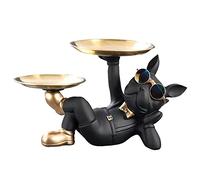 BAOJULONG Cool Bulldog Statue Storage Tray, Resin Dog Sculpture Ornaments Table Decoration, French Bulldog Ornament for Living Room Home Decor Gifts