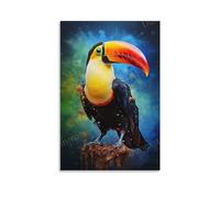 BAOKADE Rustic Toucan Bird Wall Art for Living Room Funny Nature Tropical Animals Paintings on Canvas Wall Art Poster for Home Decorations Wall Decor
