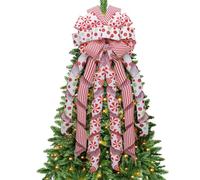 Baokcotei Christmas Tree Topper Wreath Bow Large Red Green Glitter Dot Bow Gift Red White Stripe Ribbons Ornaments for Xmas Garland Wedding Home Holiday Party Thanksgiving Indoor Outdoor Decor 46"x13"