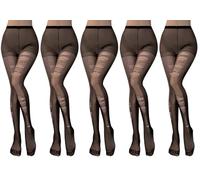 BAOKELAN 5 Pairs Sheer Tights for Women Disposable Easy Ripped Stocking Ultra Thin Pantyhose Black