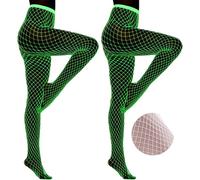 BAOKELAN Glow in the Dark Fishnet Stockings for Women Luminous Hollow Sexy Pantyhose Tights 2 Pairs White
