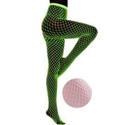 BAOKELAN Glow in the Dark Fishnet Stockings for Women Luminous Hollow Sexy Pantyhose Tights Pink