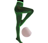 BAOKELAN Glow in the Dark Fishnet Stockings for Women Luminous Hollow Sexy Pantyhose Tights White