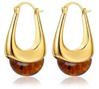 BAOKELAN Horseshoe Shaped Stud Earrings for Women Resin Teardrop Earrings, One Size, Acrylic Resin, resin