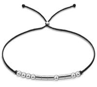 BAOKELAN Inspirational Morse Code Bracelet Sterling Silver Beads Bracelet for Women Handmade Secret Message Beads Silk Cord Jewelry Hope