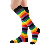 BAOKELAN Kids Knee High Long Socks Striped Casual Thigh High Socks Rainbow D