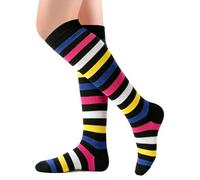 BAOKELAN Kids Knee High Long Socks Striped Casual Thigh High Socks Rainbow E