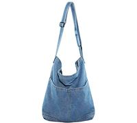 BAOKELAN Shoulder Bag for Women Denim Hobo Crossbody Bag Large Canvas Tote Bags Light Blue
