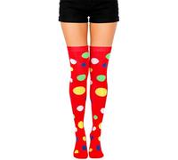 BAOKELAN Thigh High Socks for Women Polka Dot Over Knee High Socks Long Stockings Red