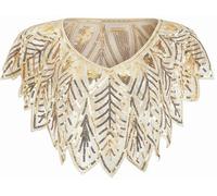 BAOKELAN Women 1920s Shawl Sequin Beaded Evening Cape Retro Wraps Scarf Cover Up for Wedding Party Bride Dress Khaki B