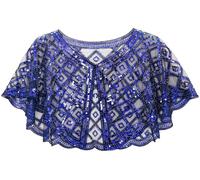 BAOKELAN Women 1920s Shawl Wrap Sequin Evening Cape Shawls for Dresses Wedding Party Black Blue