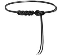 BAOKELAN Women Knot Thin Belts Skinny PU Leather Belts Boho Waist Belt for Dresses Black 130CM