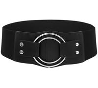 BAOKELAN Women Wide Stretchy Belts Elastic Corset Waist Belt Cinch Waistband for Dresses Black 37IN