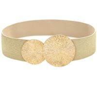 BAOKELAN Women Wide Stretchy Waist Belts Elastic Cinch Belt for Dresses Bling Beige Gold 95CM