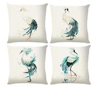 BAOKU Watercolor Great Blue Nature Birder Birding Cushion Covers,Decorative Throw Pillow Covers 18 x 18 Inch Square Cushion Covers Set of 4 Farmhouse Pillowcase for Bed Sofa Car Chair Home Decor