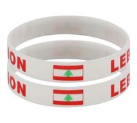 Baokuan 2pcs Lebanon Lebanese Country Flag Rubber Bracelets, National Flag Silicone Bracelet, Rubber Wristbands Patriotic Decorations Gift