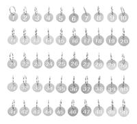 Baokuan 50pcs Numbered Id Tags Number Key Tags Stainless Steel Storage Tags Key Ring Labels Round Metal Numbered Marking Number Tags (number 1-50)