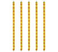 Baokuan 5pcs Marigold Garland Long Strands Artificial Marigold Flowers Diwali, Traditional Indian Decor Mantle Decoration for Diwali, Wedding Christmas, Bush Floral Themed Party