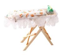 Baokuan Dollhouse Miniature Iron Ironing Table Playset Mini Ironing Board Steam Iron Model Toy Laundry Room Furniture for Diy Fairy Garden Micro Landscape