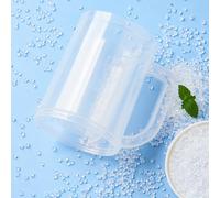 Baokuan Double Walled Beer Ice Cup,Classic Clear Beer Mug with Handles,Freezer Mugs Chiller Frosty Cup for Beer Cocktail Water Drinks Coffee and More