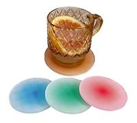 Baokuan Drink Coasters, 4 Pcs Gradient Colorful Acrylic Coaster Drink Mat Round Coaster Non Slip for Coffee Mug Cup Home Kitchen