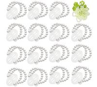 Baokuan Elastic Pearl Wrist Bands 16pcs Pearl Wrist Corsage Diy Corsage Bracelets Accessories for Wedding Party Prom Decoration