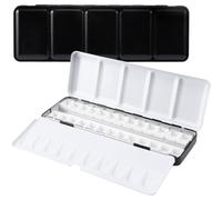 Baokuan Empty Metal Watercolor Tin Palette Box with 26pcs Detachable Empty Watercolor Half Pans for Diy Travel Watercolor Palette