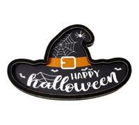 Baokuan Halloween Serving Tray Wooden Witch Hat Shape Plate Snack Fruit Meat Cheese Board Halloween Theme Cake Plate Stylish Candy Tray Festive Kitchen Accessories