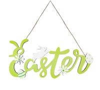 Baokuan Happy Easter Wooden Hanging Sign Easter Wreath Craft Kit Easter Bunny Welcome Wreath Wooden Easter Party Door Pendant Home Decoration Supplies