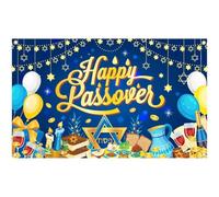 Baokuan Happy Passover Banner, Passover Backdrop, Passover Decorations, Jewish Holiday Decorations, Passover Background for Photography Wall Indoor Outdoor Party Supplies
