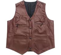 Baokuan Men's Western Billie Style Motorcycle Comfortable Ovine Leather Biker Vest with Snap Button Closure Vest Slim Fit Waistcoat