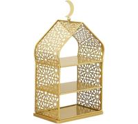 Baokuan Ramadan Serving Tray 3 Tiered Metal Dessert Stand Cupcake Tower Cake Holder Stand Tiered Serving Tray for Islam Muslim Eid Mubarak Party Table Decor