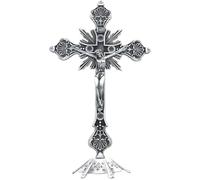 Baokuan Standing Cross Catholic Decor for Metal Jesus Crucifix Standing Cross Statue for Chapel Home Decoration Religious Gifts