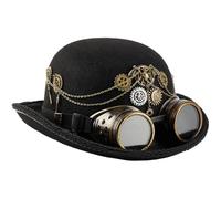 Baokuan Steampunk Hat with Goggles - Unisex Victorian Gothic Headwear, Industrial Gear Hat for Men Women, Halloween Cosplay Costume Accessory