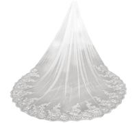Baokuan Veils Bridal White Bridal Long Cathedral Wedding Veil 3d Flowers Floral Lace Petals Veil Bride Wedding Accessories