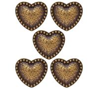 Baokuan Vintage Western Style Hear-shaped Buckle, 5pcs Screw Back Buckle, Screw Back Buttons Cloth Buckle Metal Buckles for Diy Clothes, Bags