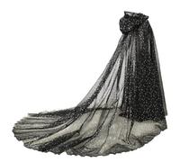 Baokuan Women Wedding Tulle Cape Hooded Elf Cloak Bridal Dress Robe with Long Train