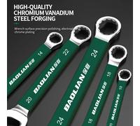 BaoLian Durable Wrench 8-30mm Plum Blossoms Open Combination Wrench Two-Way Double Fast Wrench Auto Repair Tools 21mm